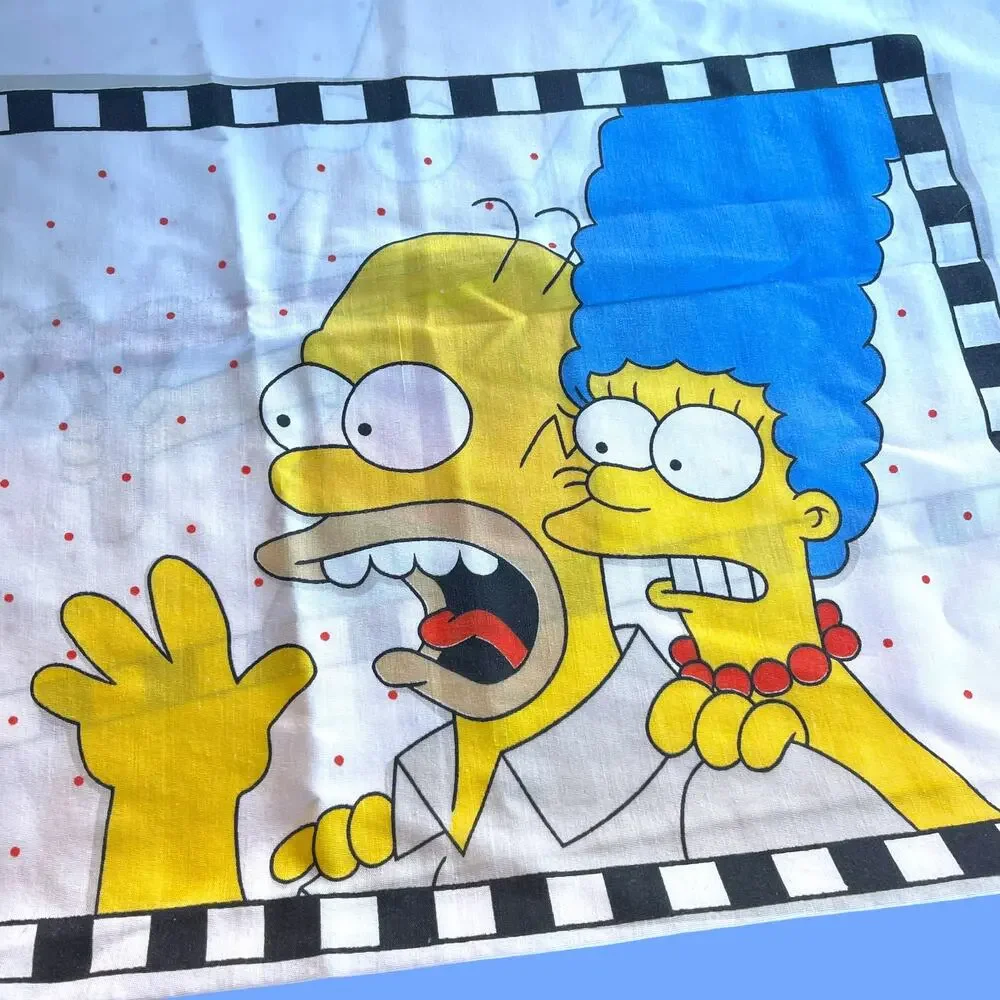 Vintage 1990 The Simpsons Reversible Pillowcase Bart Slingshot Homer Marge Fox